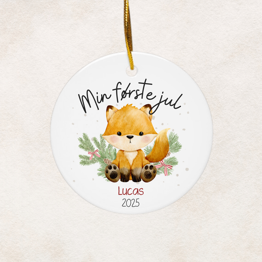 Min første jul | Juletrepynt i keramikk | med barnets navn